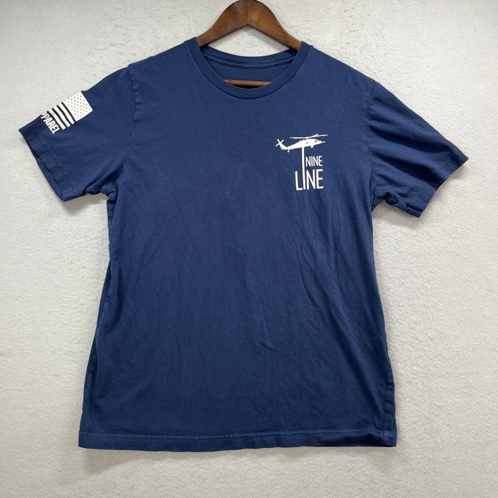Nine Line Apparel T-Shirt Mens M Navy Blue Patriotic Graphic God Guts Guns Tee